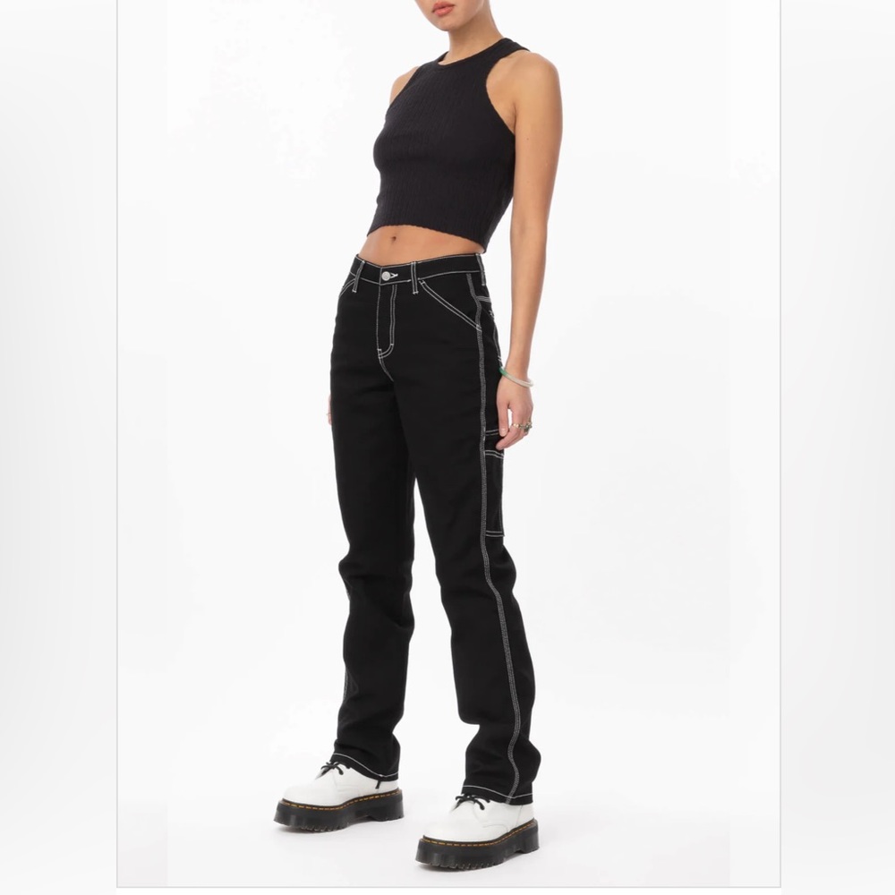 NWT Dickies Girl Juniors’ Relaxed Fit Carpenter Pant in Black Size 7/28 NWT